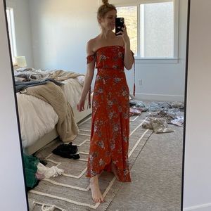 Dark Burnt Orange Maxi Wrap Dress